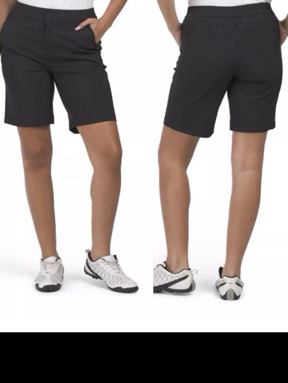 Tommy Bahama Active Shorts Women's Medium Black Zip Pockets Nylon Stretch Golf